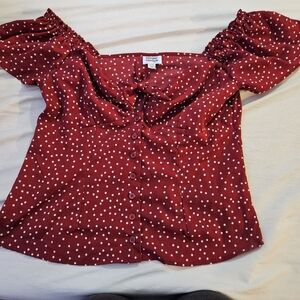 Red polkadot top Unique Vintage